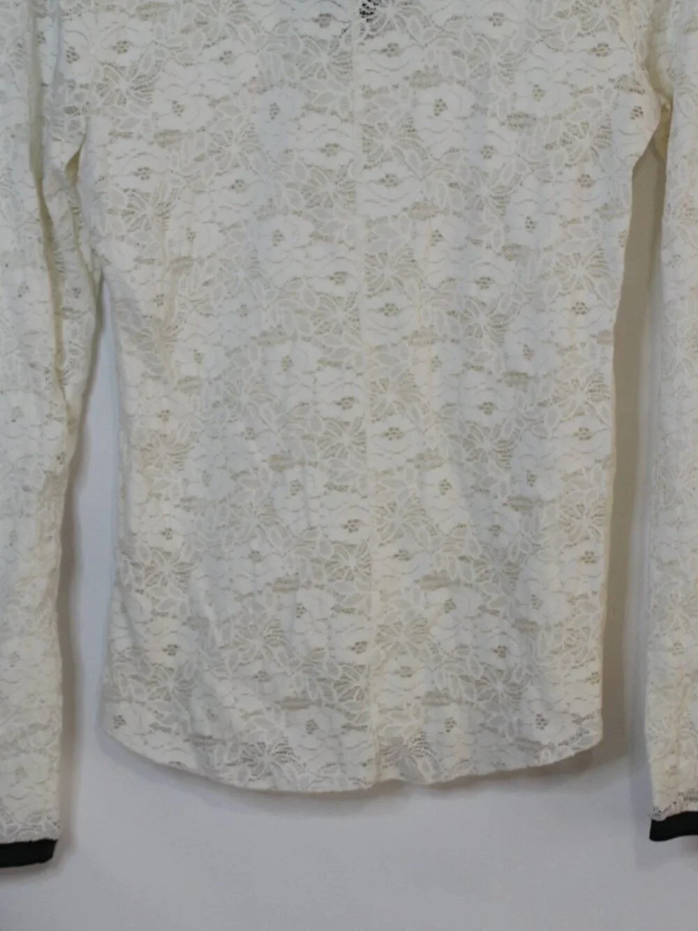 Free People women's lace long sleeve top size L white knit trim romantic sporty